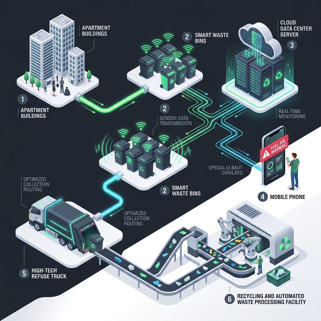 IoT Waste Management Flow Infographic